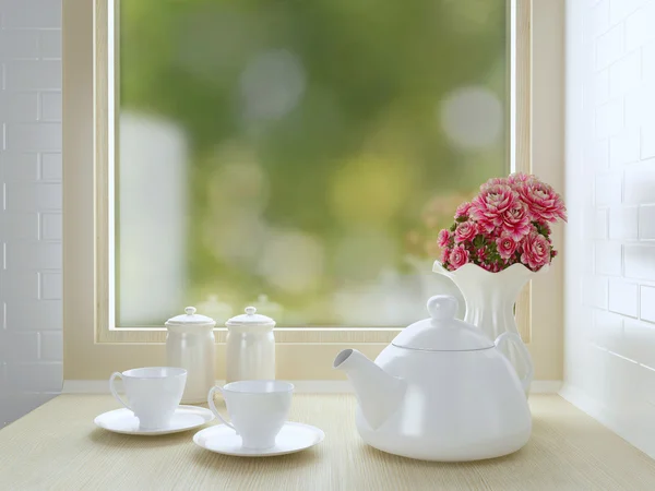 White kitchen design. — Stock Photo, Image