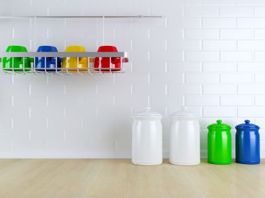 Ahşap ahşap üzerinde mutfak eşyaları.