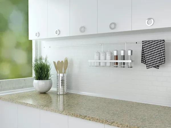 White kitchen design. — Stock Photo, Image