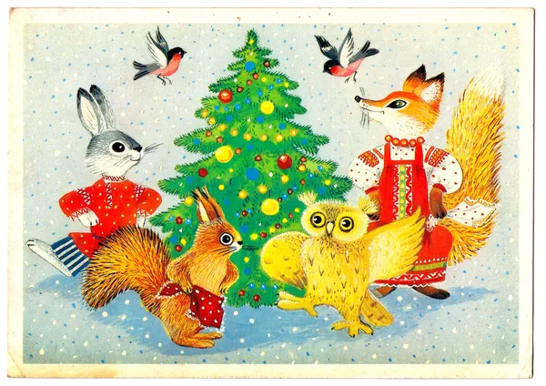 ソ連のポストカード クリスマス — ストック写真