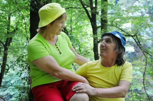 Travelers in the forest — Stock Photo, Image