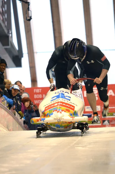 Copa Mundial de Esqueleto y Bobsleigh de Viessmann el 16 de febrero de 2013 en Sochi, Rusia . — Foto de Stock