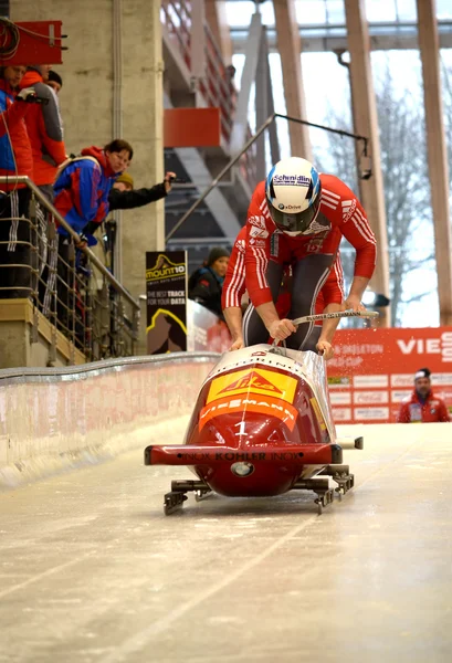 Copa Mundial de Esqueleto y Bobsleigh de Viessmann el 16 de febrero de 2013 en Sochi, Rusia . — Foto de Stock