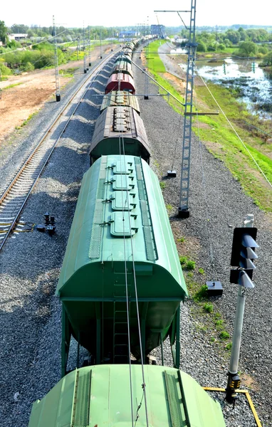 Tren de mercancías (vista superior), Rusia — Foto de Stock