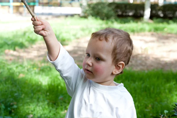 自然の中で若い男の子の肖像画 — ストック写真