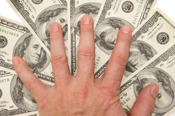 Dollar i hånden – stockfoto