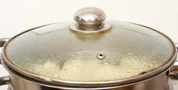 Misted glass lid from the pan — Stock Photo, Image