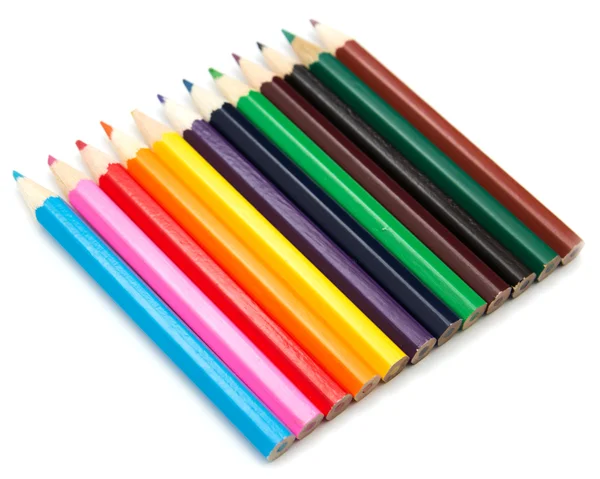 Crayons de couleur isolés sur fond blanc gros plan — Photo