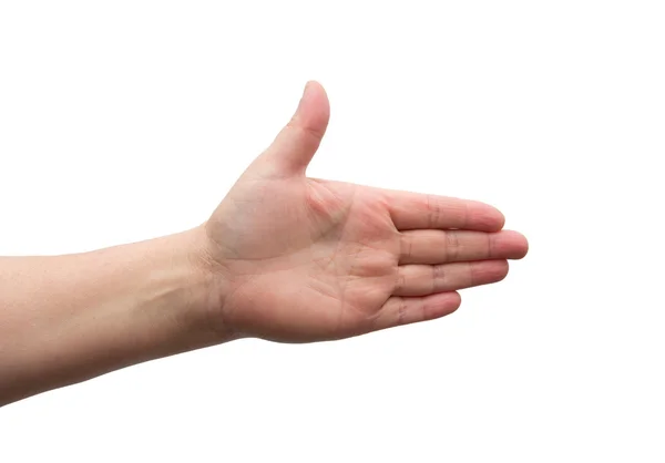 La mano de una mujer sobre un fondo blanco — Foto de Stock