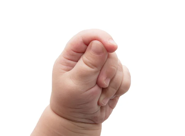 Mano del bebé sobre un fondo blanco — Foto de Stock