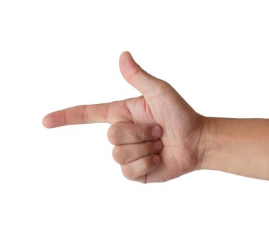 Beyaz arka planda erkek el izole edildi