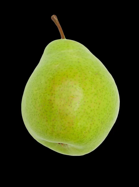 Poire verte isolée sur une noire — Photo