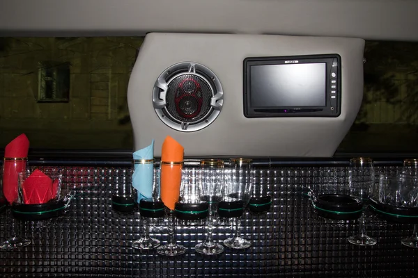 Glasses in limousine — Stock Photo, Image