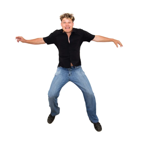 Man jumped up on a white background — Stock Photo, Image