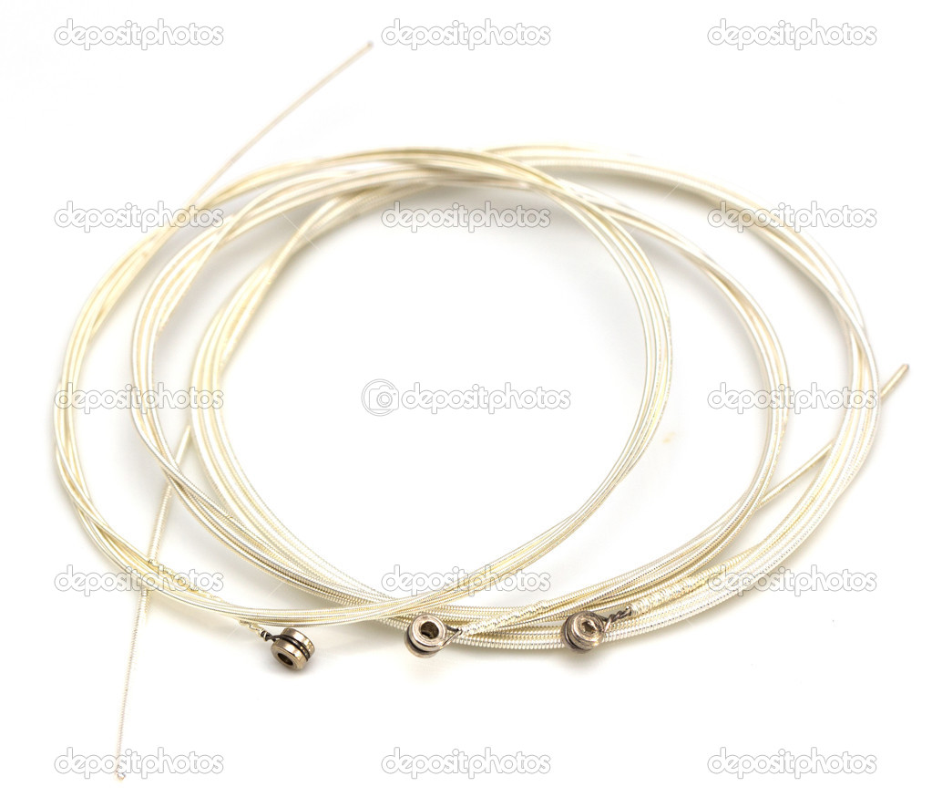 new string from a guitar on a white background. macro