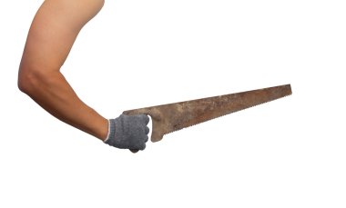 Bir erkeğin ellerinin beyaz bir arka plan üzerinde gördüm