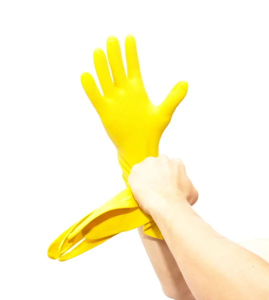 Latex handschoen voor het reinigen van aan kant — Stockfoto