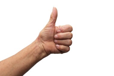 Büyük annemin el beyaz bir arka plan üzerinde