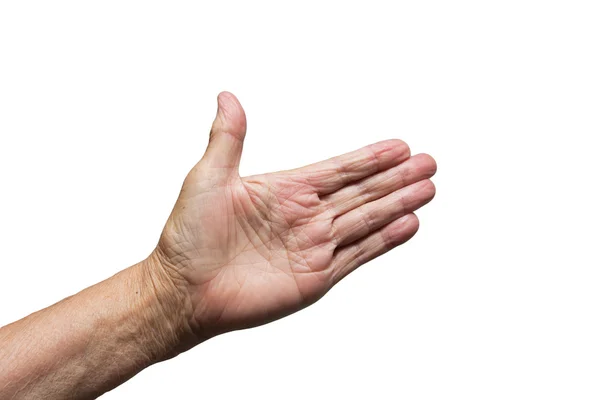 Mão do homem em um fundo branco — Fotografia de Stock