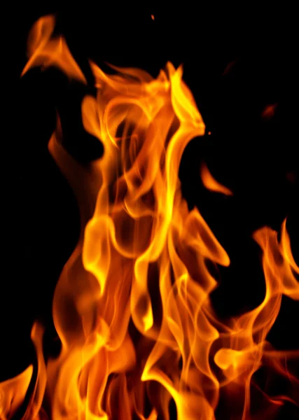 Fire flames on a black background — Stock Photo, Image