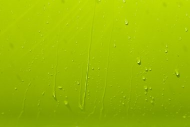 Yeşil zemin üzerinde su damlaları