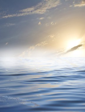 su yansıması ile bulutlar