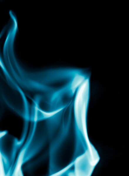 Abstract background of blue flame fire on black background