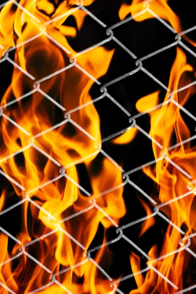 Fire in a metal grid — Stock Photo, Image