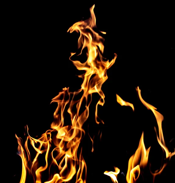 Tűz egy fekete háttér — Stock Fotó