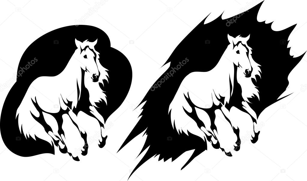 Vector emblem depicting galloping horse