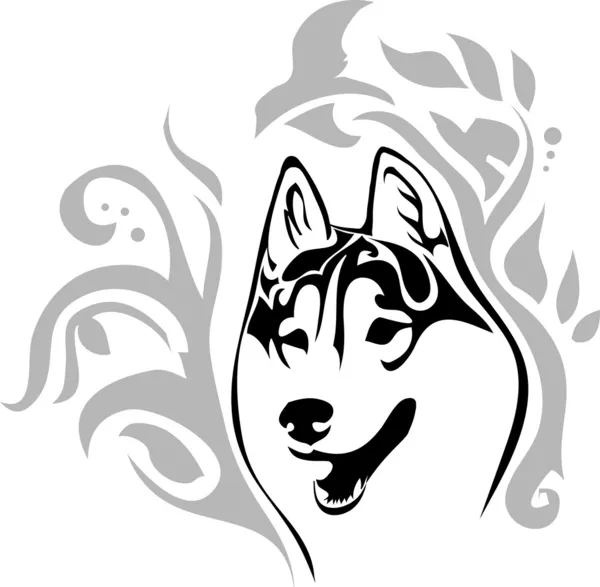 Chien de race tête Husky sibérien avec un motif — Image vectorielle