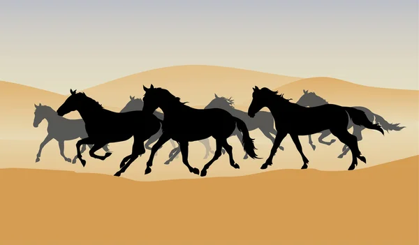 Herd in the desert — Stock Vector