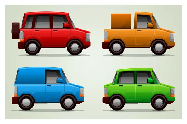 Ensemble de 4 voitures vectorielles — Image vectorielle