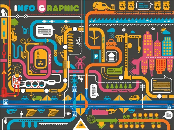 Colorful city info graphic