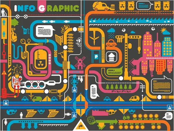 Colorato città info grafica — Vettoriale Stock