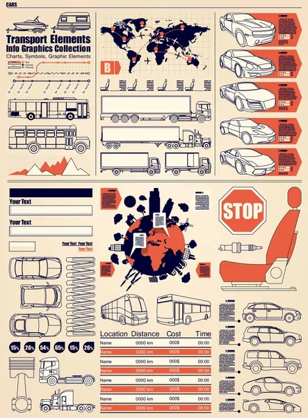 Gráficos información coche — Archivo Imágenes Vectoriales