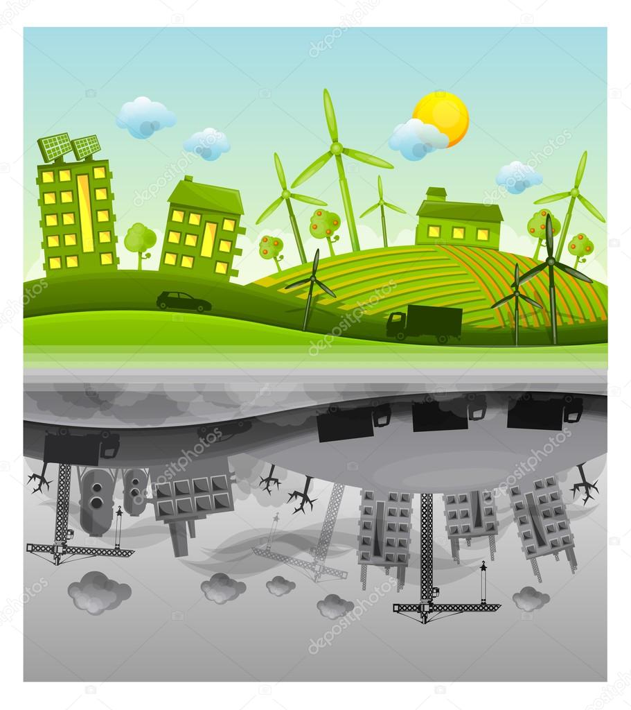 Ecology vs pollution background