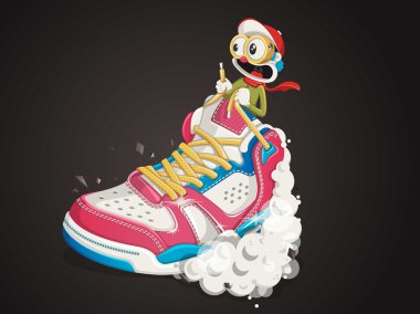 Shoe vector background with funny character clipart