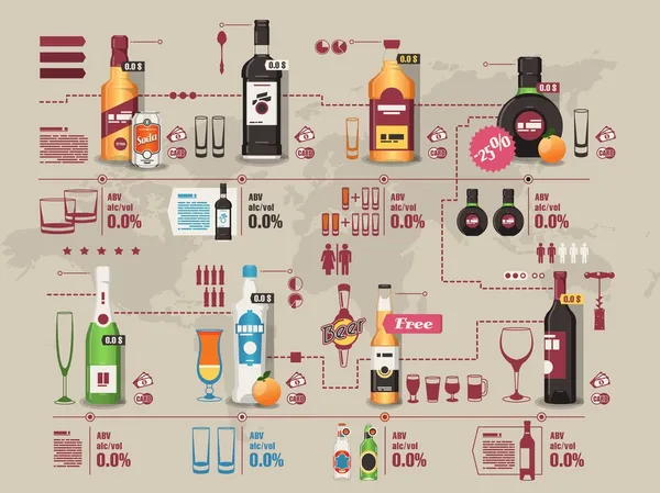 Bebidas info gráfico, vector de fondo — Archivo Imágenes Vectoriales