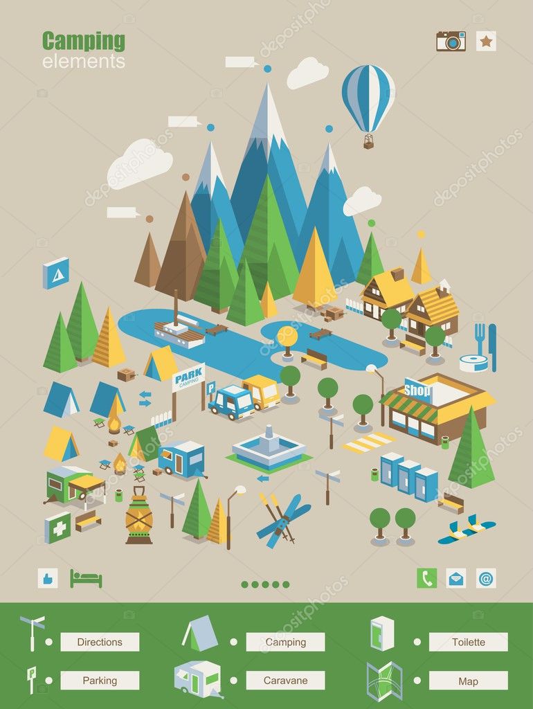 Camping and mountain vector elements