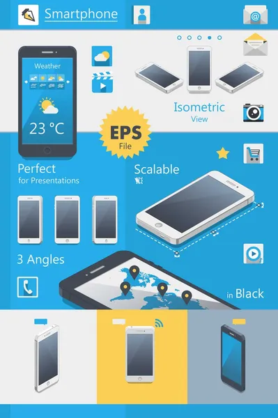 Teléfono maqueta de arriba — Vector de stock