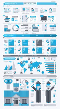 eğitim bilgi grafik, vektör ile düz Icons set