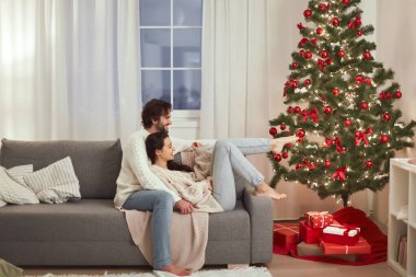 Yeni Yıl Kutlamaları Evdeki Noel Ağacı Yakınları