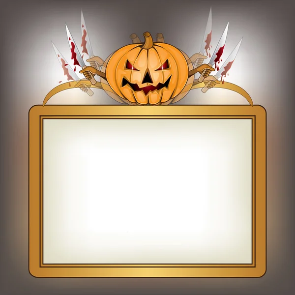 Halloween achtergrond met dodelijke pompoen — Stockvector
