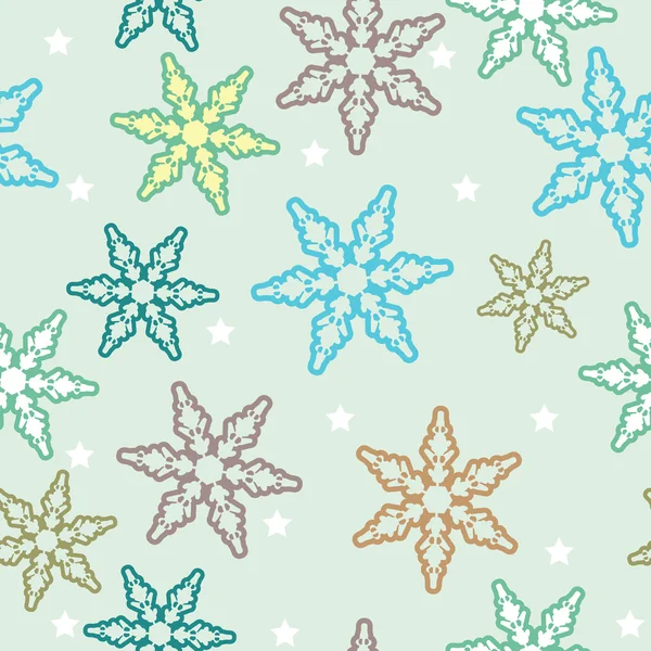 Fondo de copo de nieve vintage sin costuras — Vector de stock