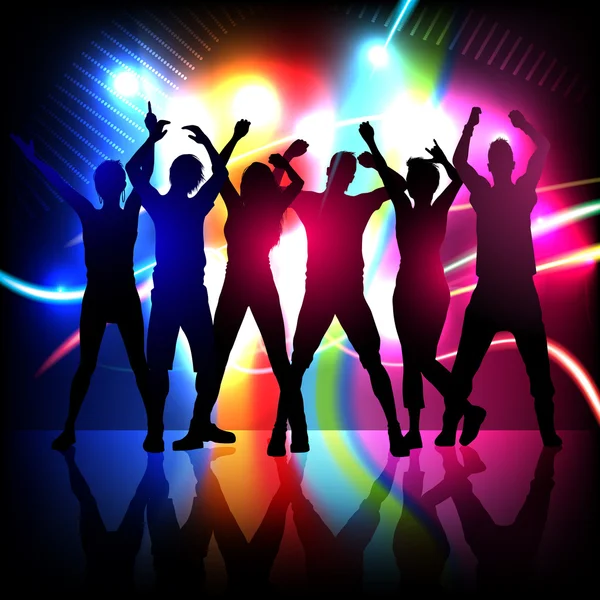Silhouetten von tanzenden Partygängern — Stockvektor
