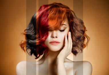 Beauty Portrait. Concept Coloring Hair clipart