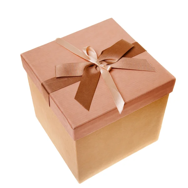 Golden gift box over white background — Stock Photo, Image