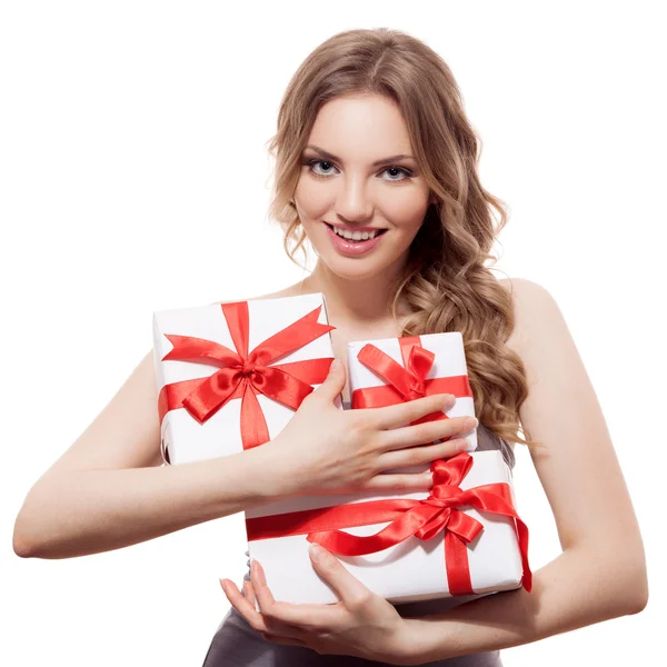 Woman with a gift — Stock Photo, Image