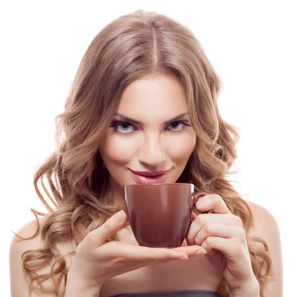 Nő csésze kávé — Stock Fotó